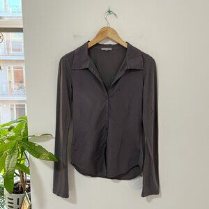James Perse Gray Button Up Long Sleeve Top Size 1